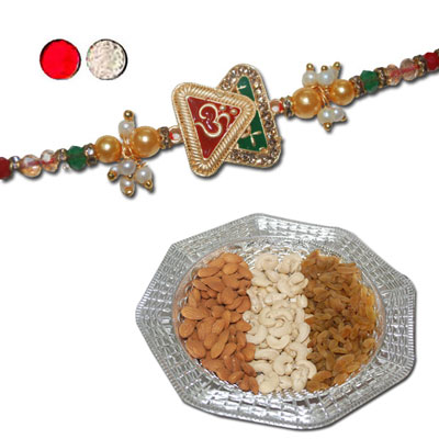 "RAKHIS -AD 4280 A (Single Rakhi) , Dryfruit Thali - code RD700 - Click here to View more details about this Product